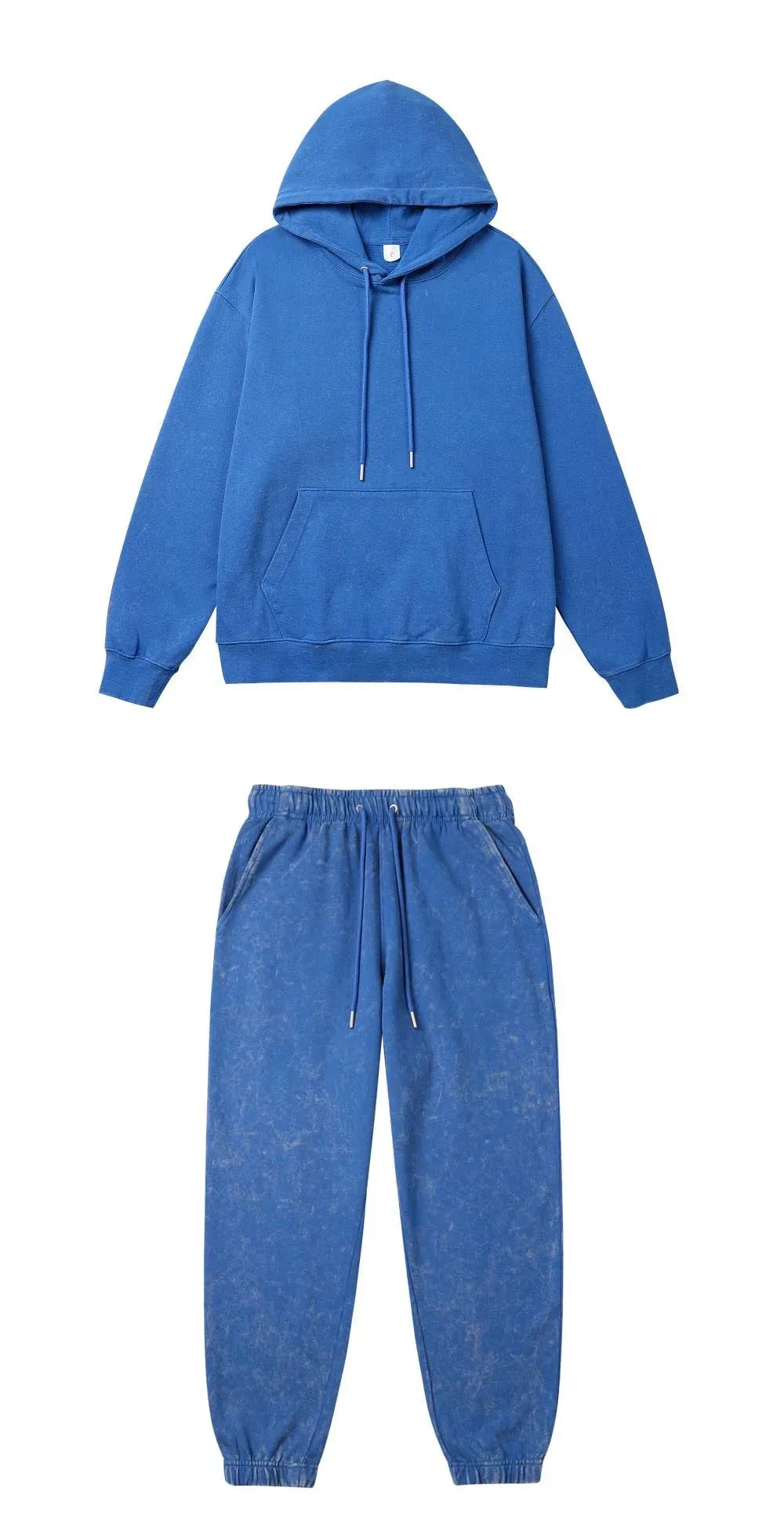 100% Cotton Washed Hoodies Pants Set- Vintage Retro Streetwear