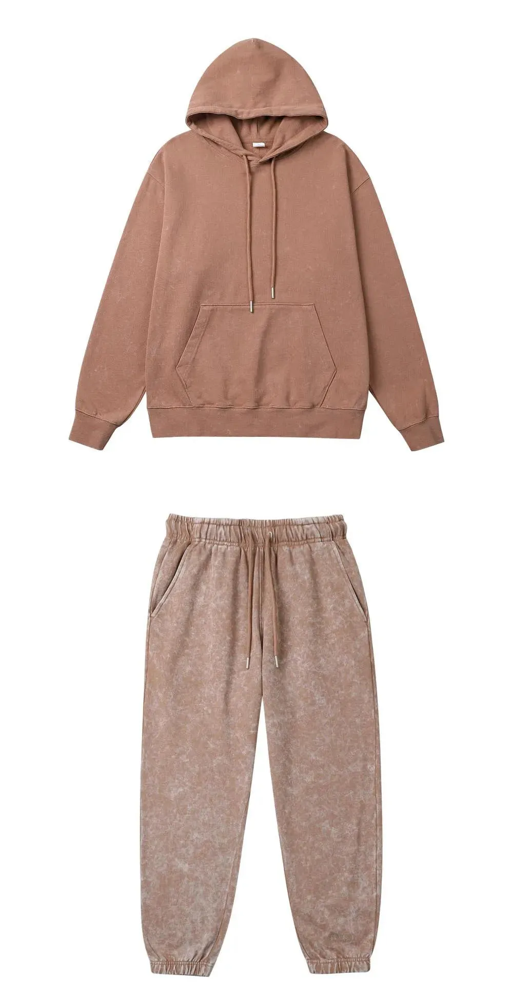100% Cotton Washed Hoodies Pants Set- Vintage Retro Streetwear