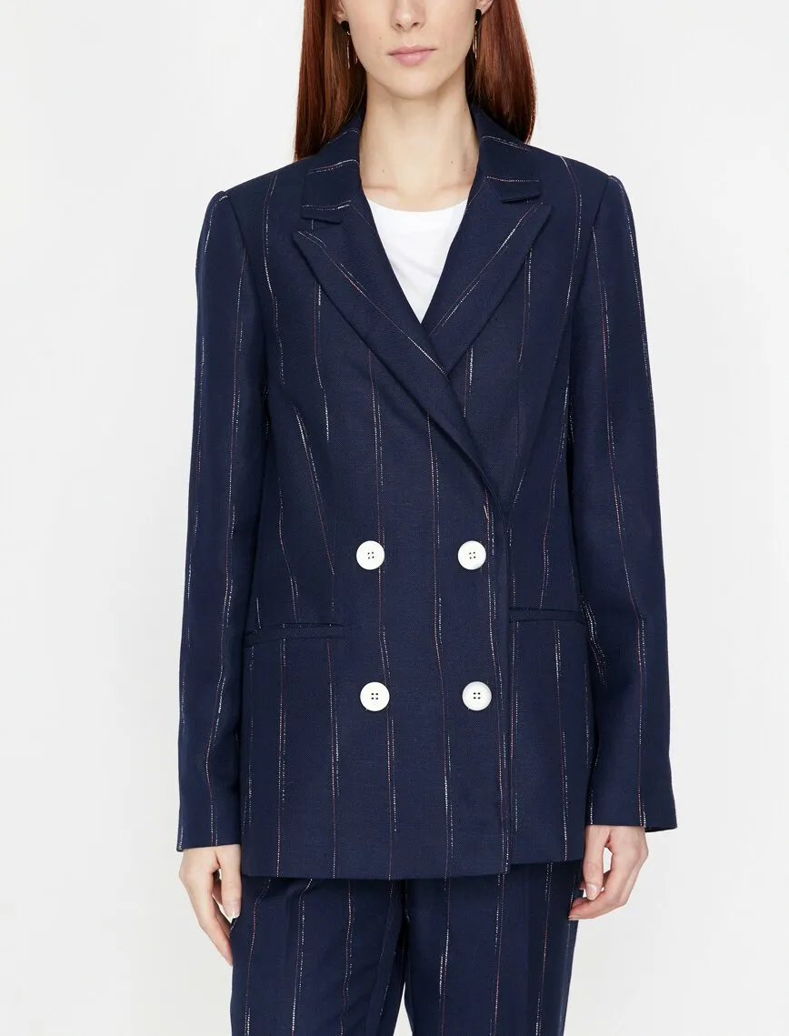 14957 Navy Blue Striped Jacket