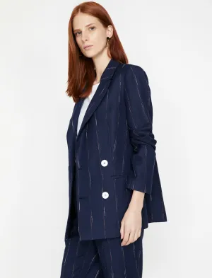 14957 Navy Blue Striped Jacket