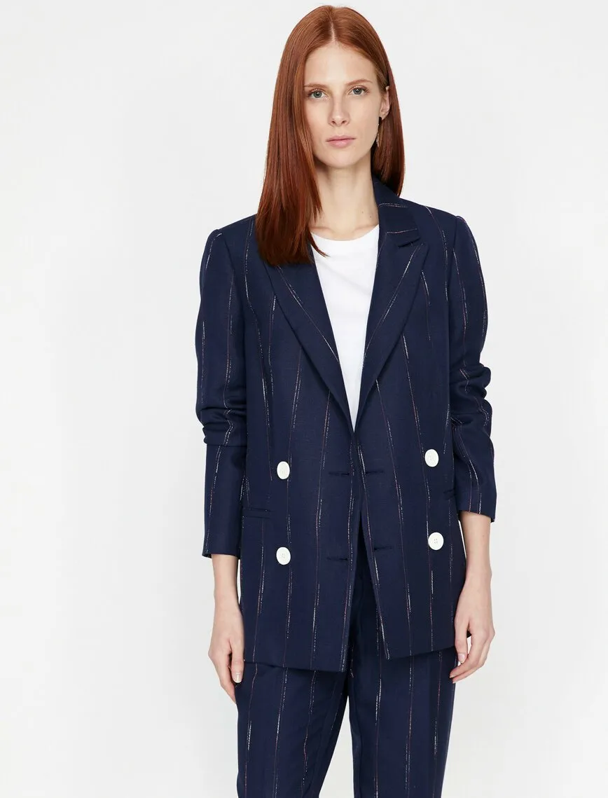 14957 Navy Blue Striped Jacket
