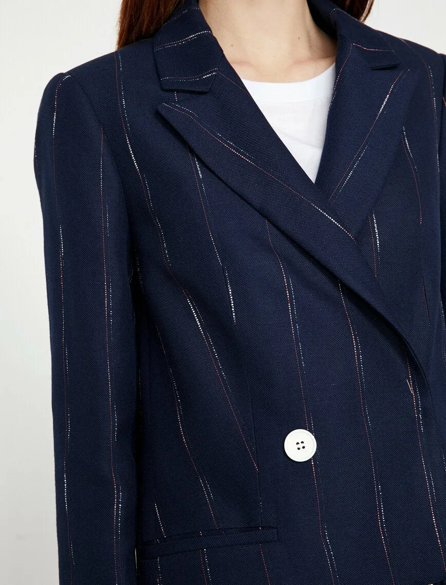 14957 Navy Blue Striped Jacket