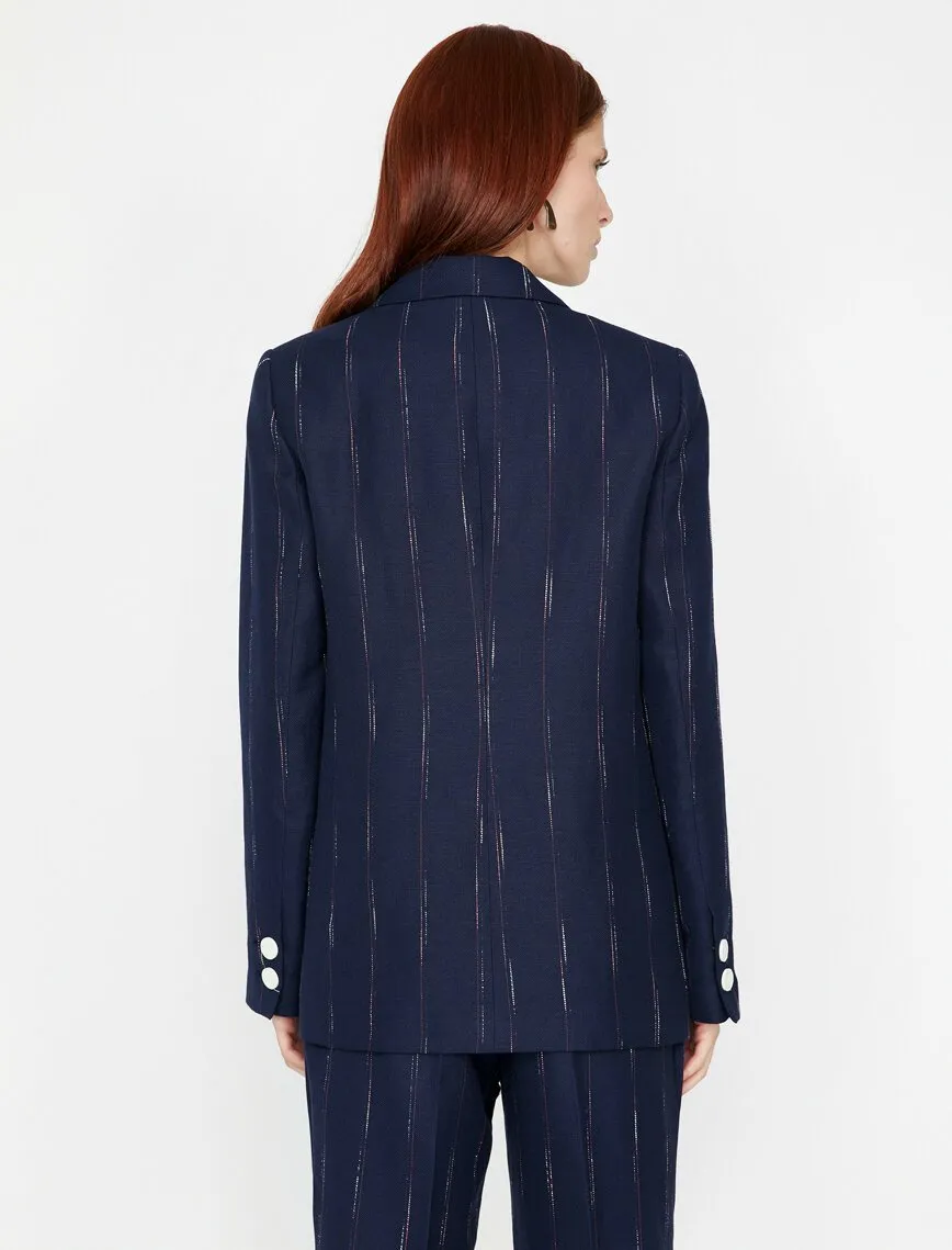 14957 Navy Blue Striped Jacket