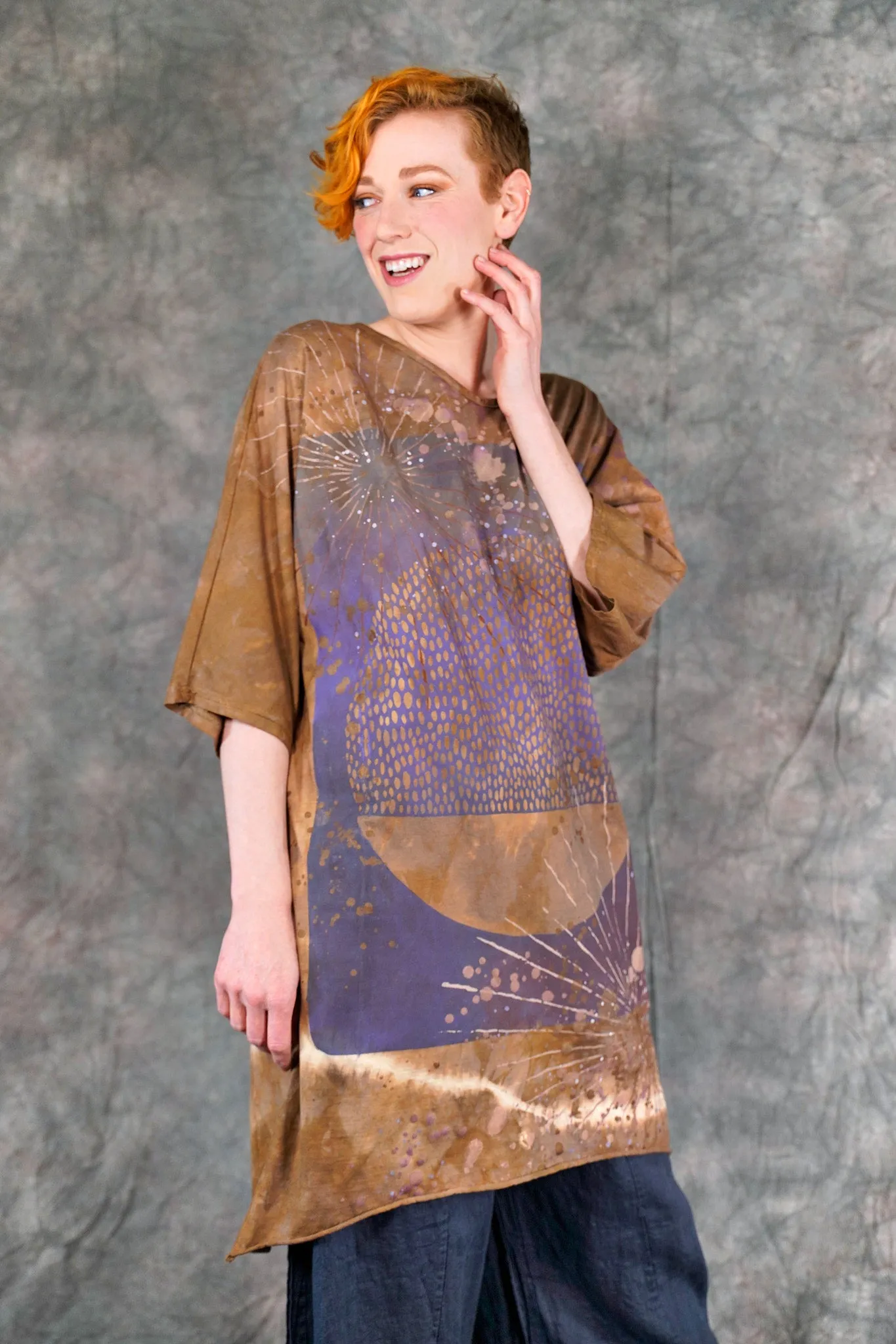 1564HD Euro Slim Fit Art Tunic Cocoa Violet Rainball-P