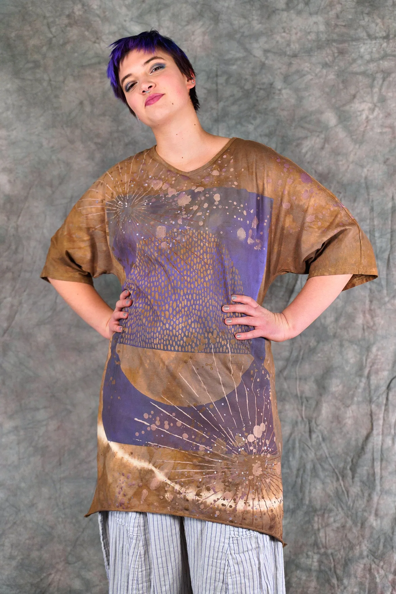 1564HD Euro Slim Fit Art Tunic Cocoa Violet Rainball-P