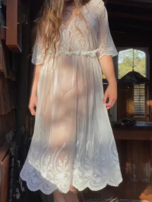 1917 Edwardian Embroidered Net Garden Dress