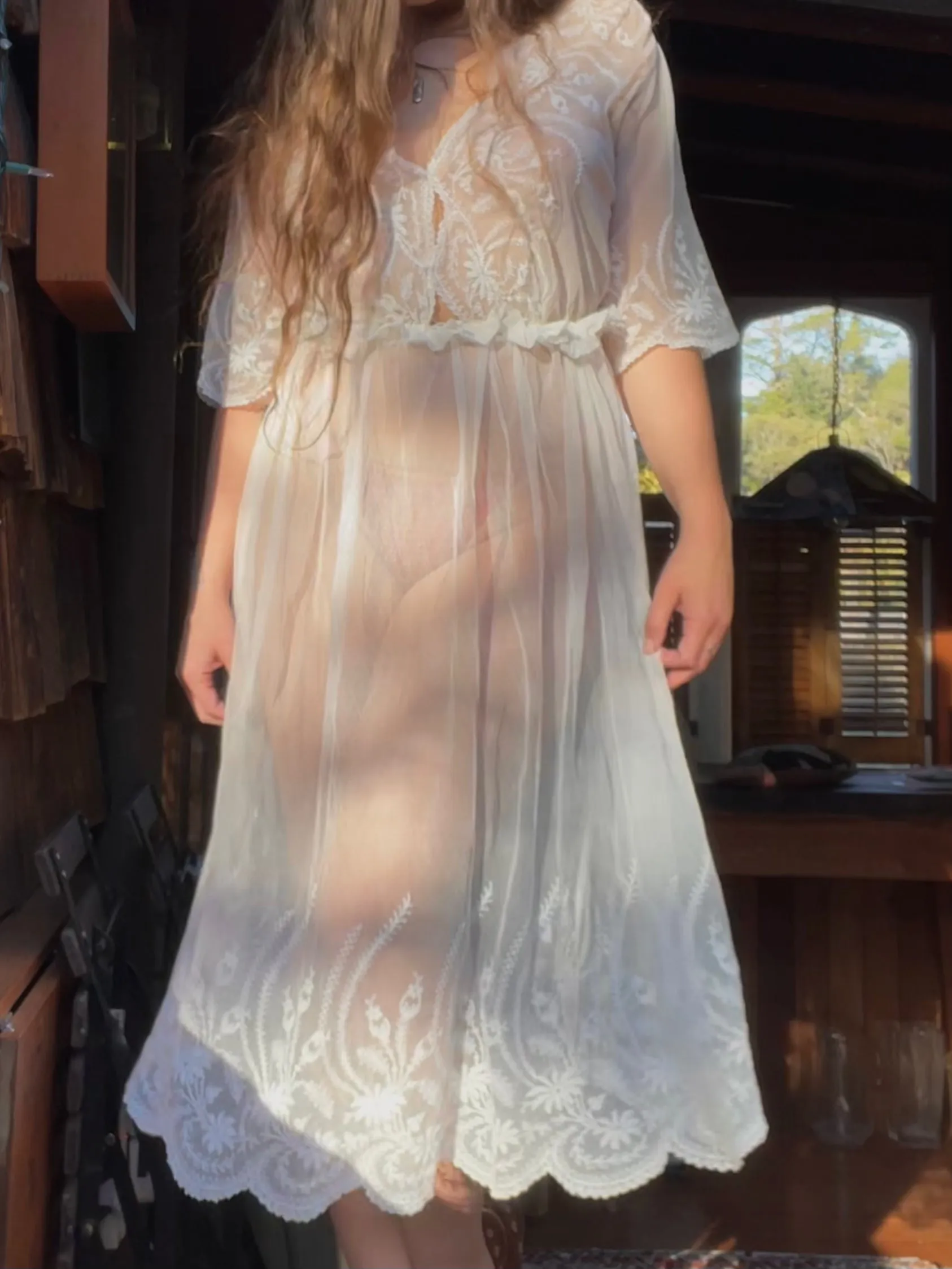 1917 Edwardian Embroidered Net Garden Dress