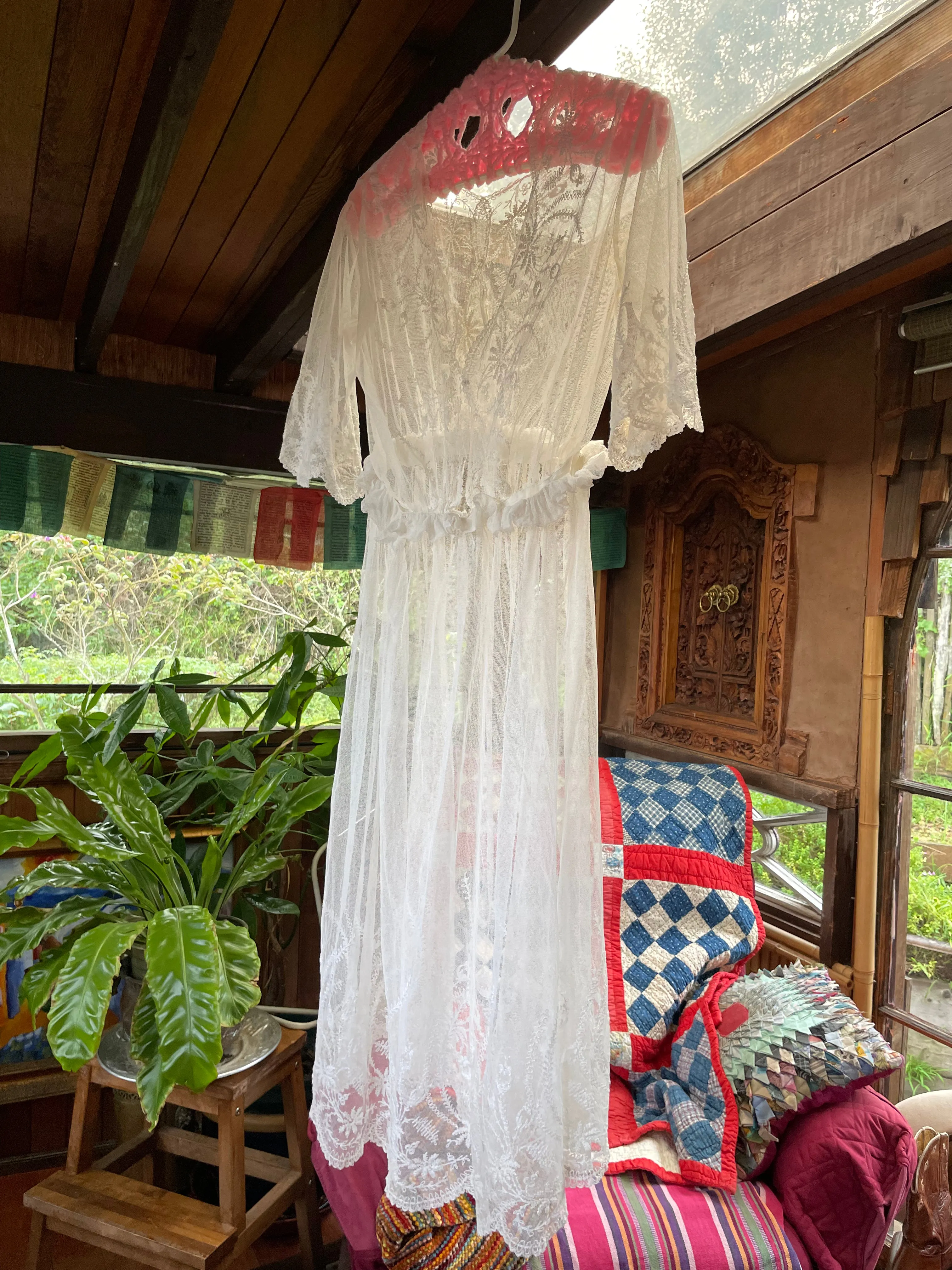 1917 Edwardian Embroidered Net Garden Dress
