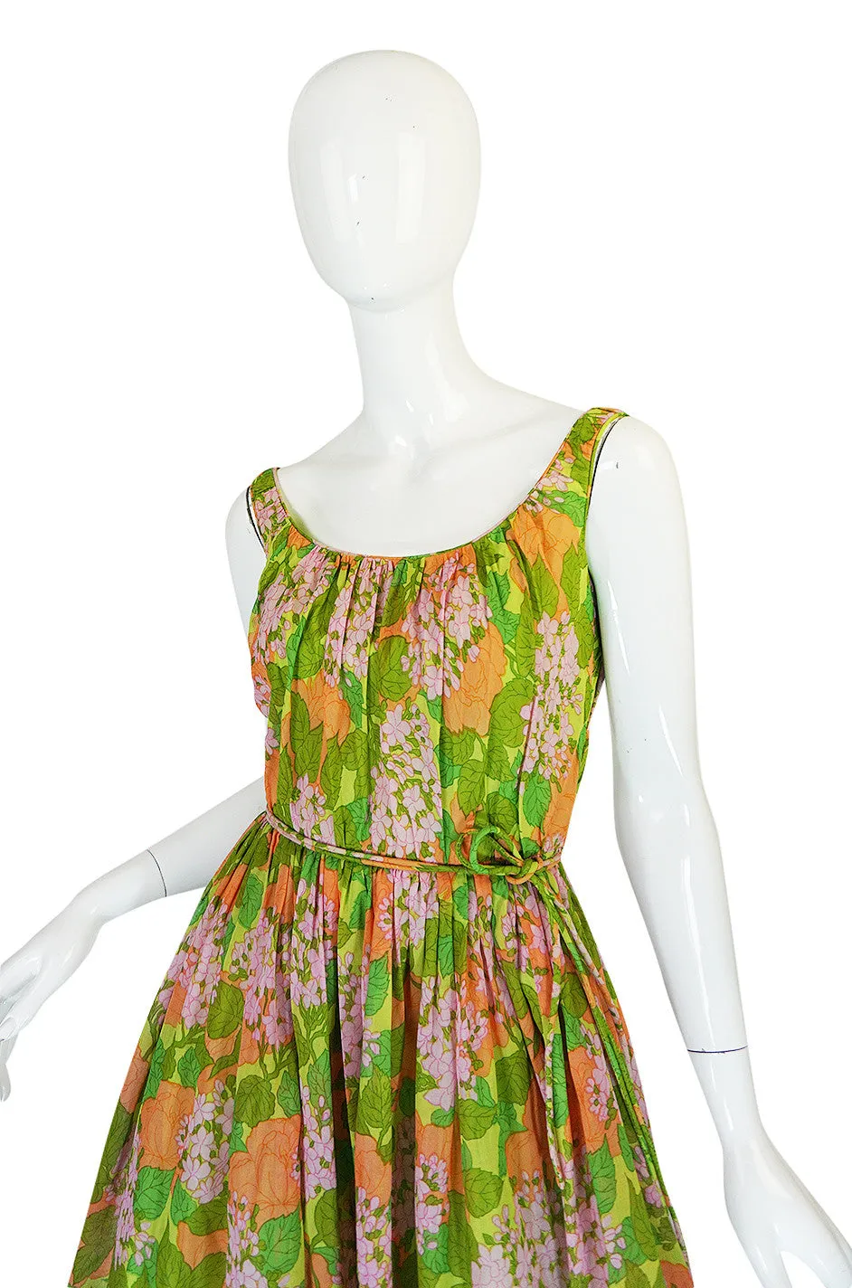 1950s Hannah Troy Pretty Floral Cotton Voile Print Dress