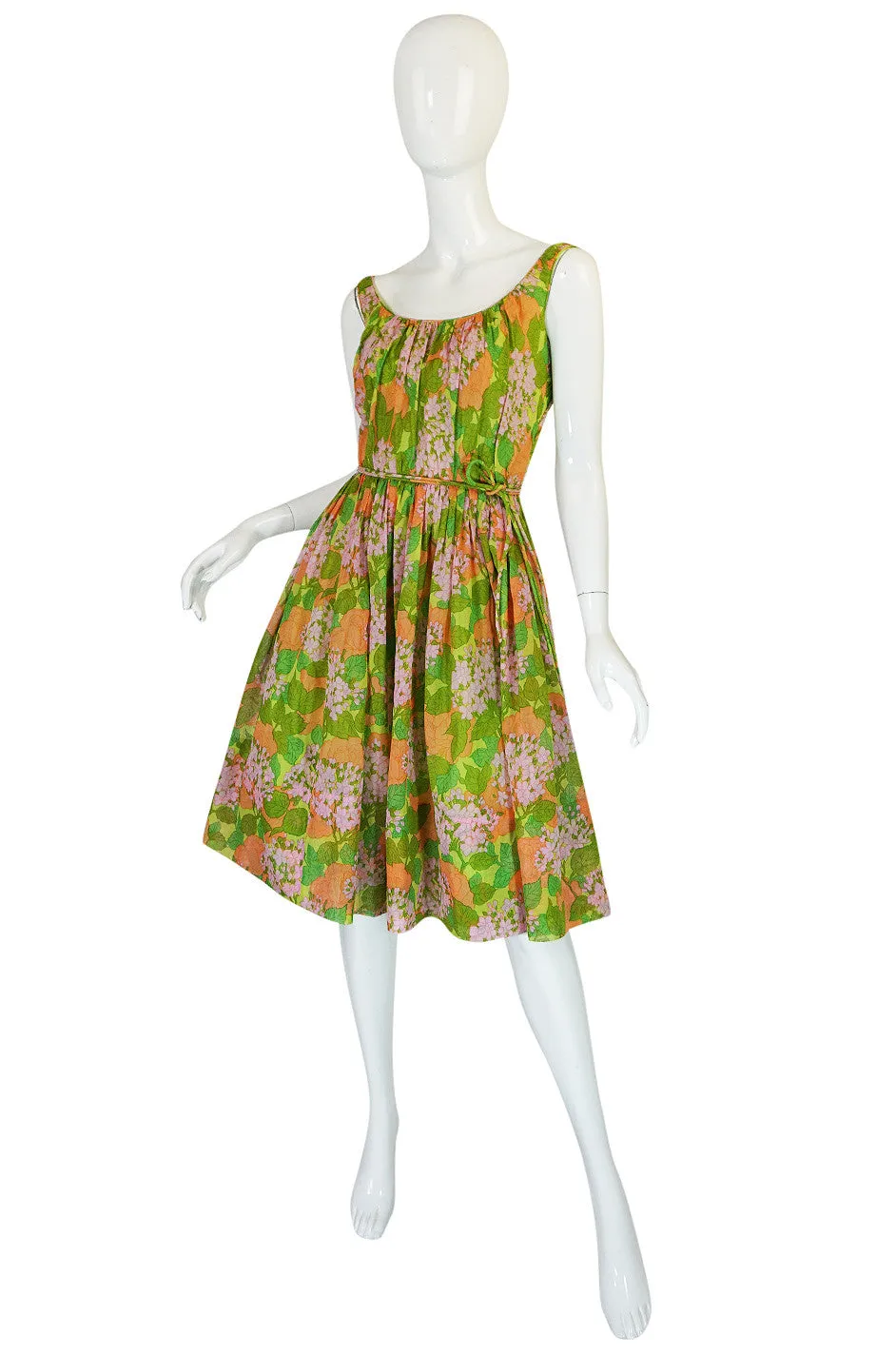 1950s Hannah Troy Pretty Floral Cotton Voile Print Dress