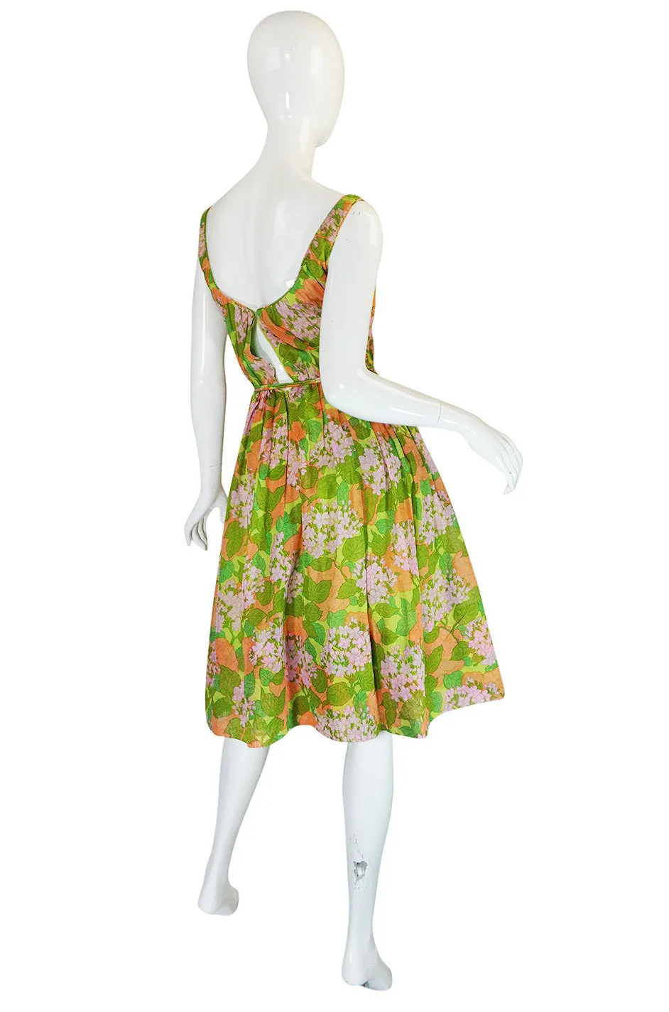 1950s Hannah Troy Pretty Floral Cotton Voile Print Dress