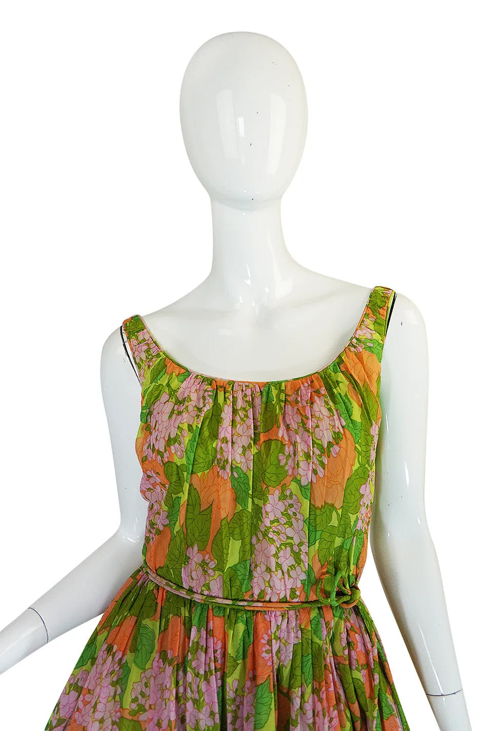 1950s Hannah Troy Pretty Floral Cotton Voile Print Dress