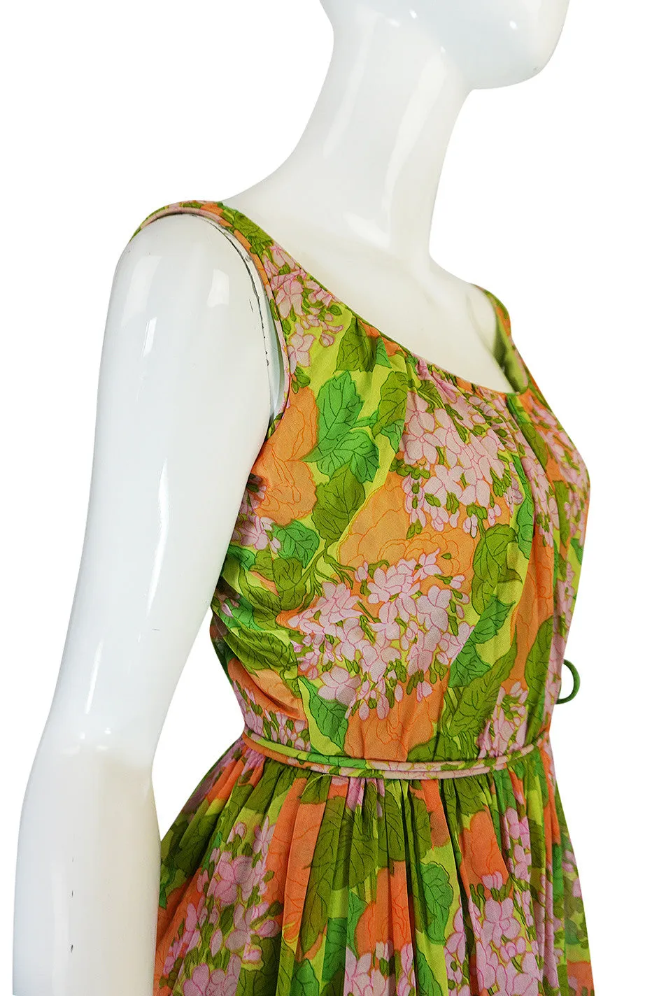 1950s Hannah Troy Pretty Floral Cotton Voile Print Dress