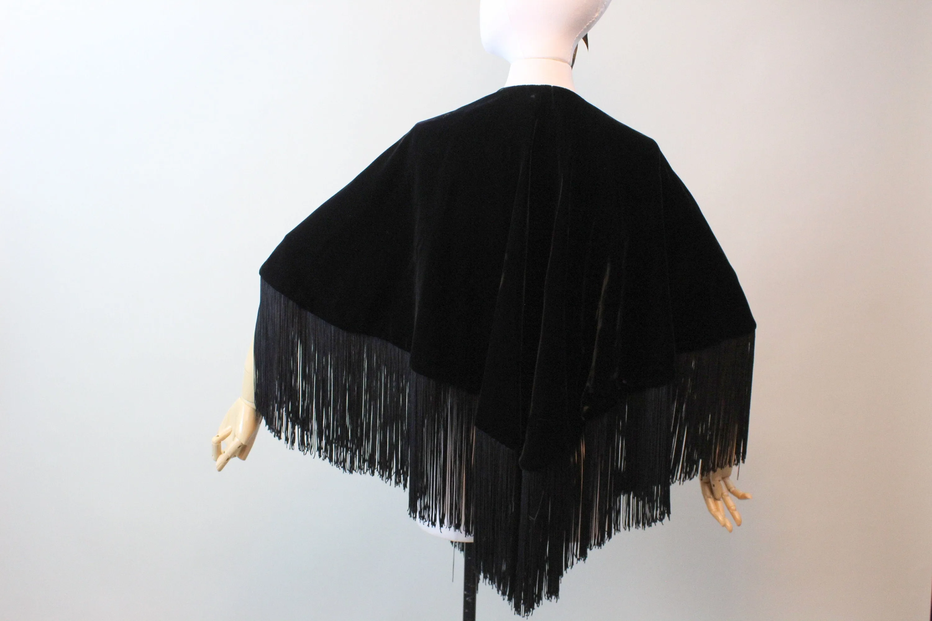 1950s REVERSIBLE fringe velvet embroidered scarf WRAP | new fall winter