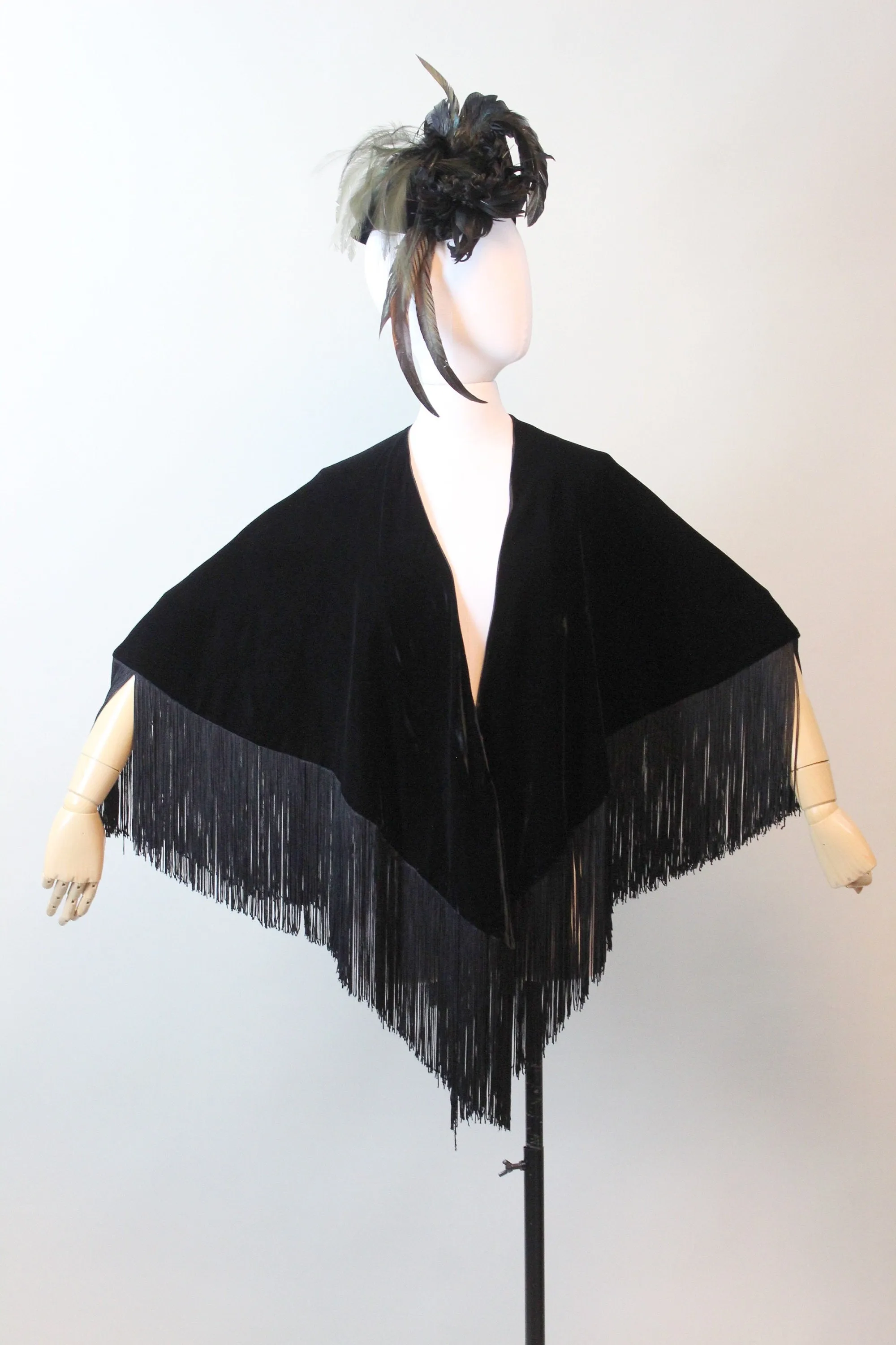 1950s REVERSIBLE fringe velvet embroidered scarf WRAP | new fall winter
