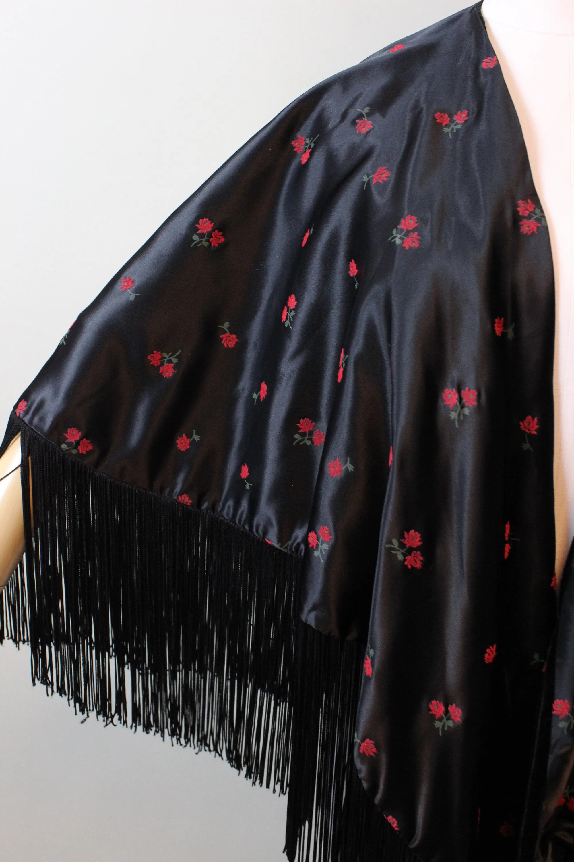 1950s REVERSIBLE fringe velvet embroidered scarf WRAP | new fall winter