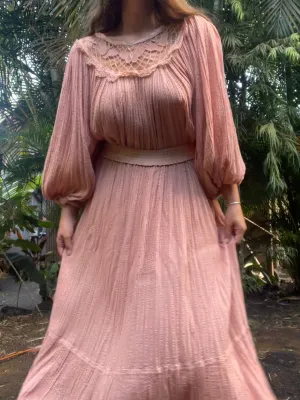 1970s Terracotta Indian Gauze Two Piece Set