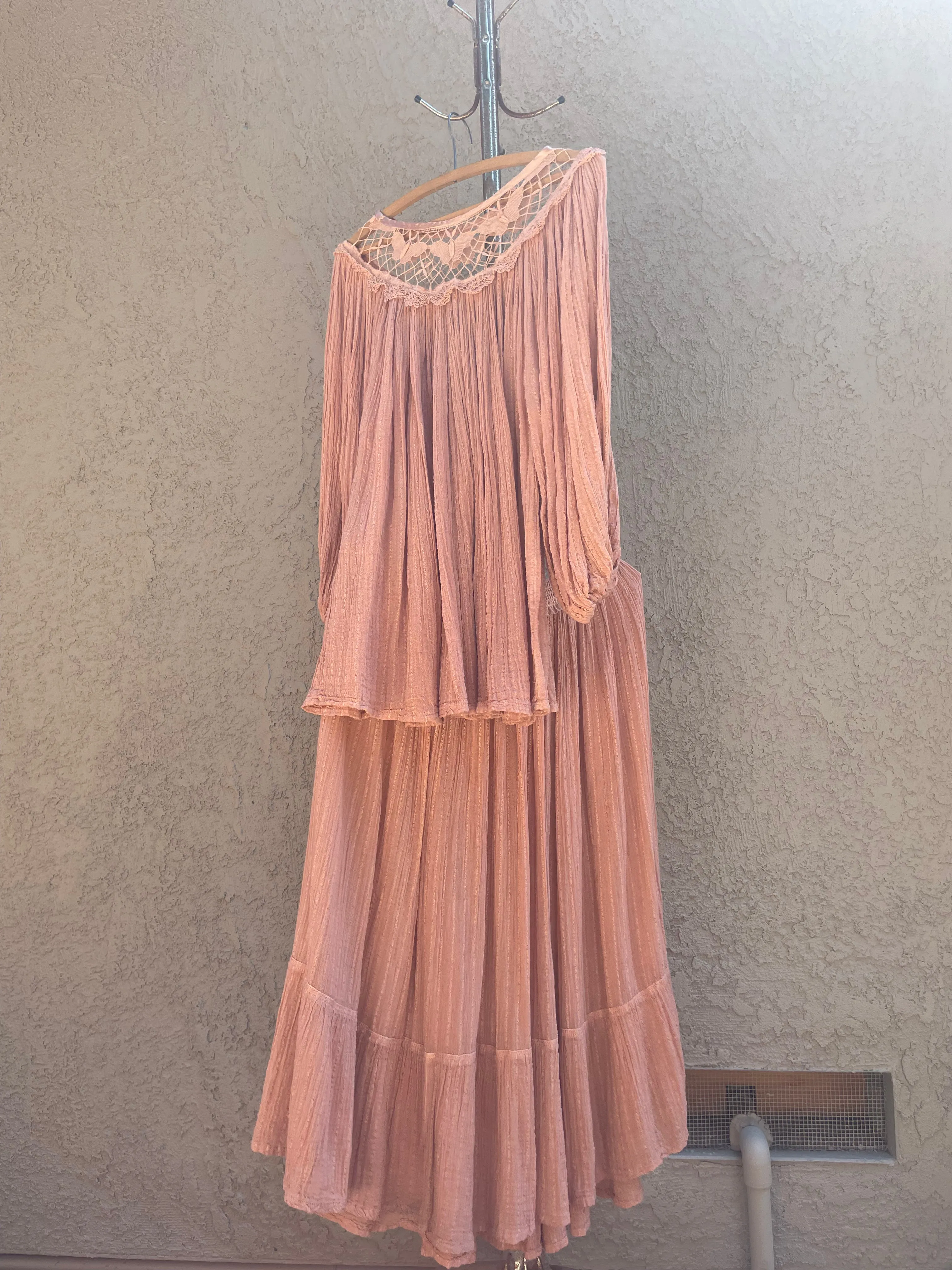 1970s Terracotta Indian Gauze Two Piece Set