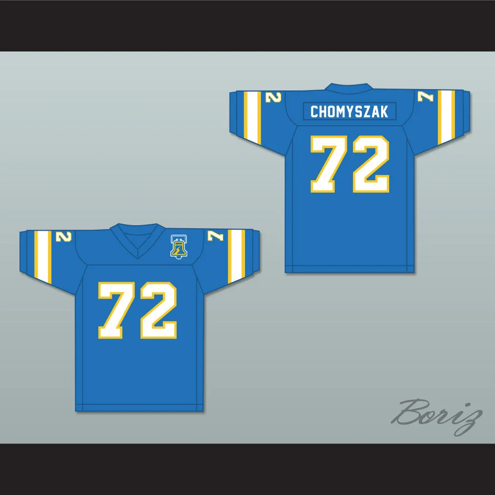 1974-75 WFL Steve Chomyszak 72 Philadelphia Bell Road Football Jersey with Patch
