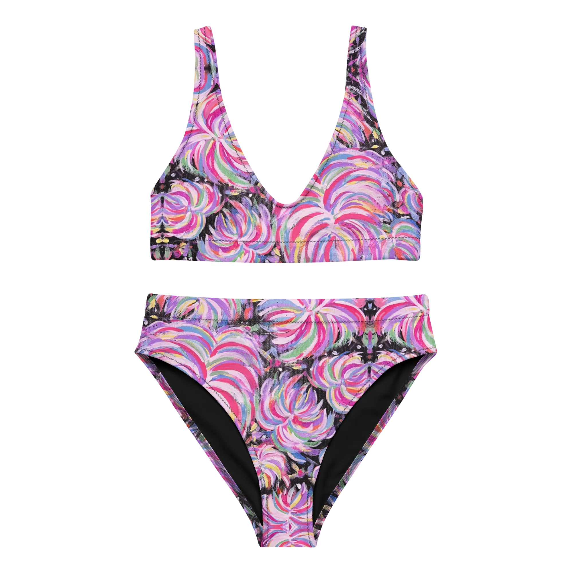 2 Piece High Waisted Bikini Set- "Fluffy" Design