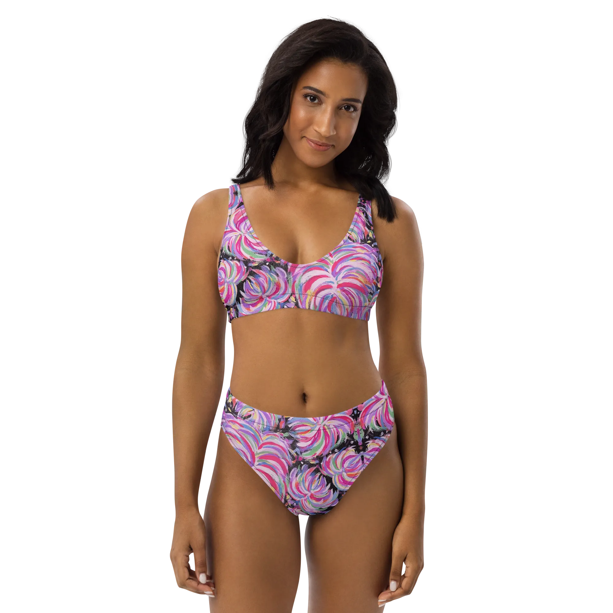 2 Piece High Waisted Bikini Set- "Fluffy" Design