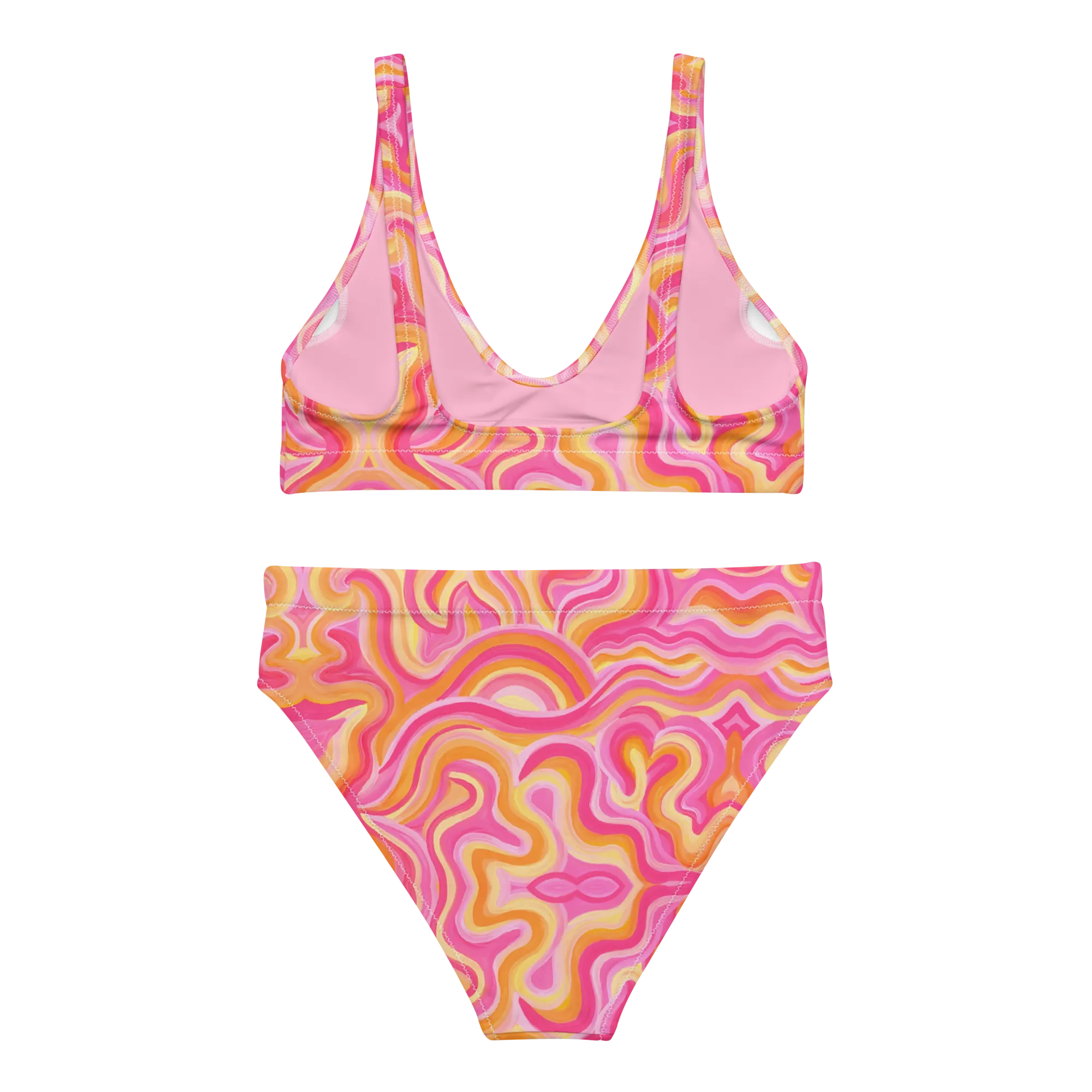 2 Piece High Waisted Bikini Set- "Sunset" Design