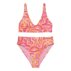 2 Piece High Waisted Bikini Set- "Sunset" Design
