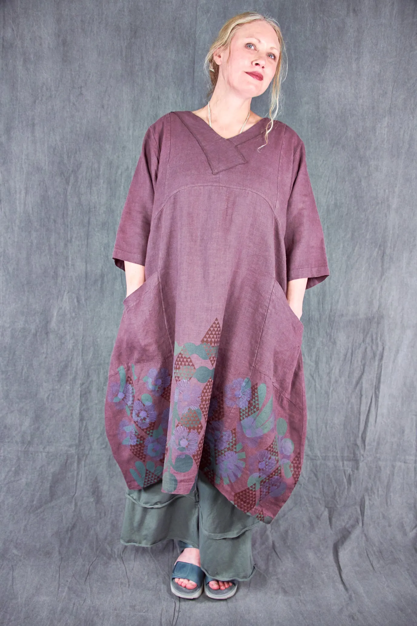 2133 Crossover Linen Tunic Incense-P