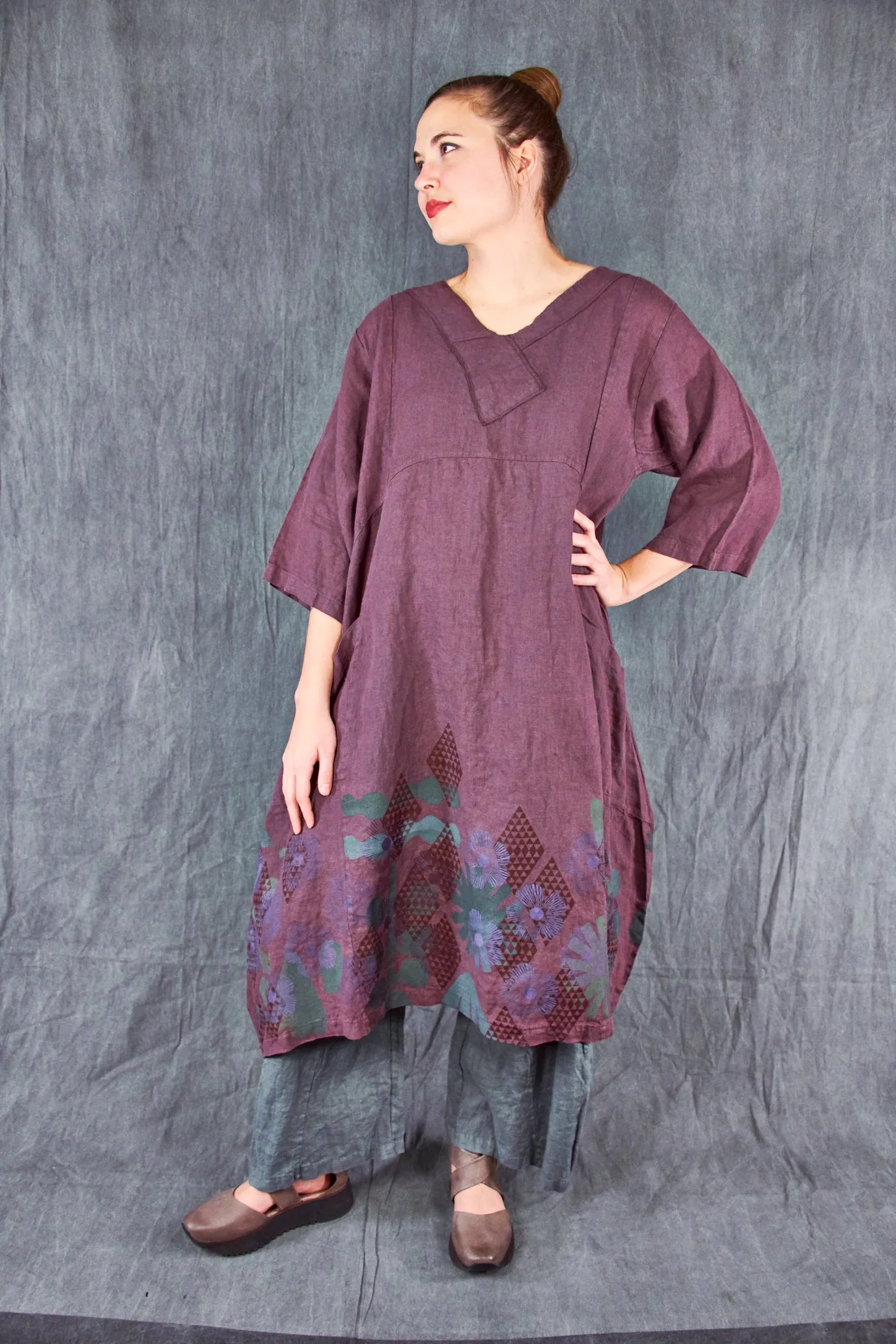 2133 Crossover Linen Tunic Incense-P