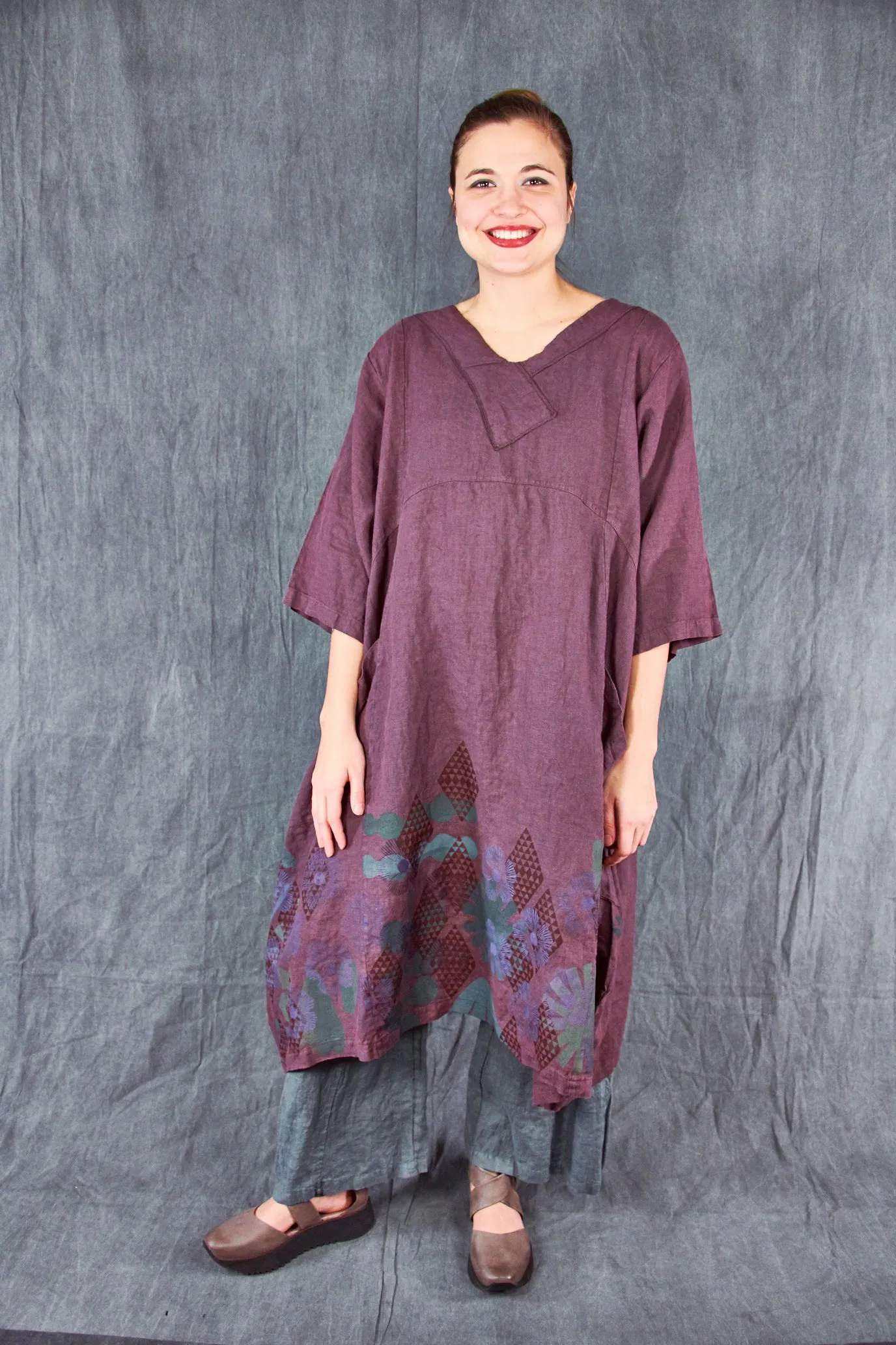 2133 Crossover Linen Tunic Incense-P