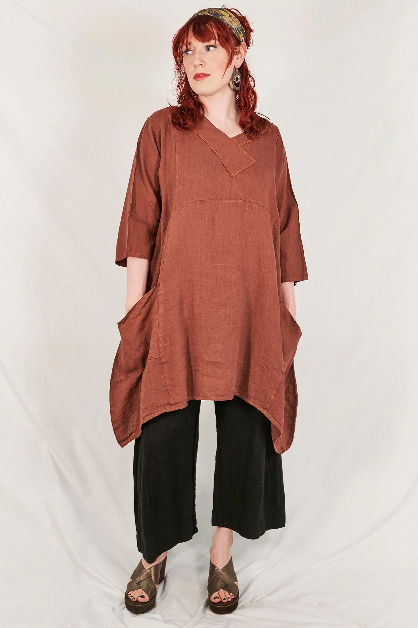 2133 Crossover Linen Tunic Mojave UnPrinted