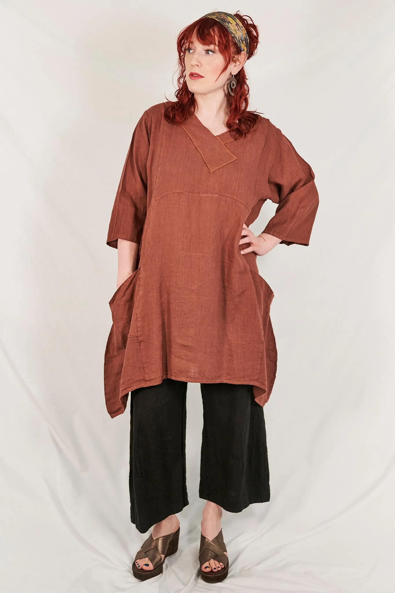2133 Crossover Linen Tunic Mojave UnPrinted