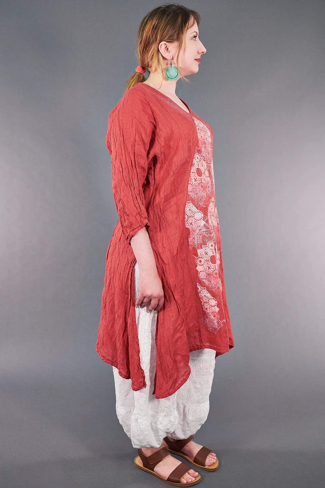 2193 Venetian Coral Front Lacy Print-P