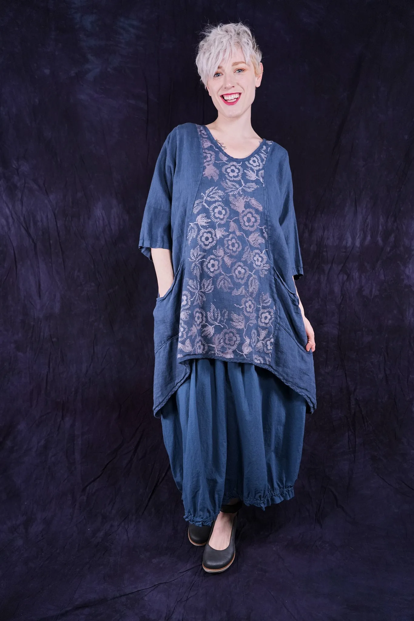 2229 Linen Posey Tunic Echo Blue-P