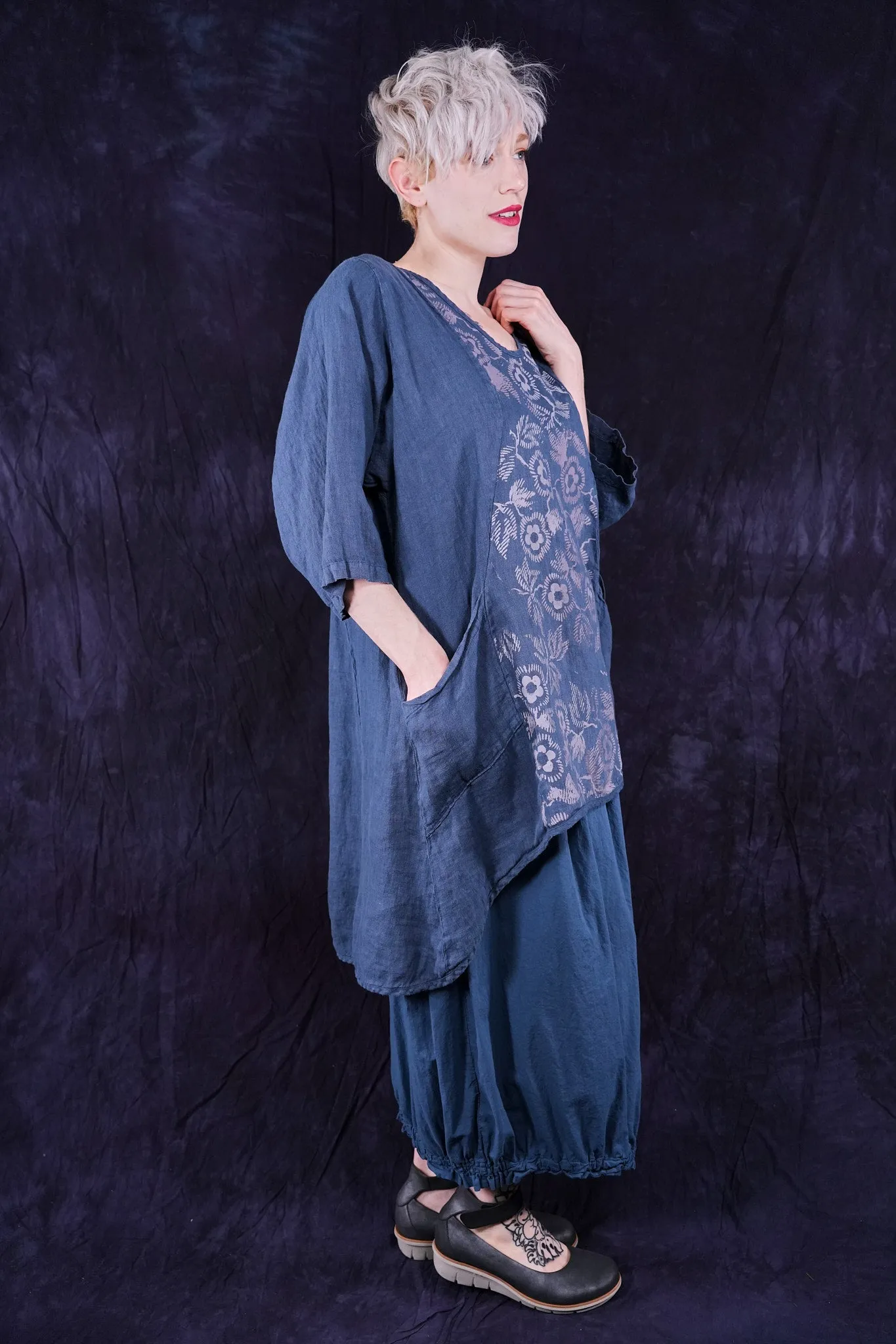 2229 Linen Posey Tunic Echo Blue-P