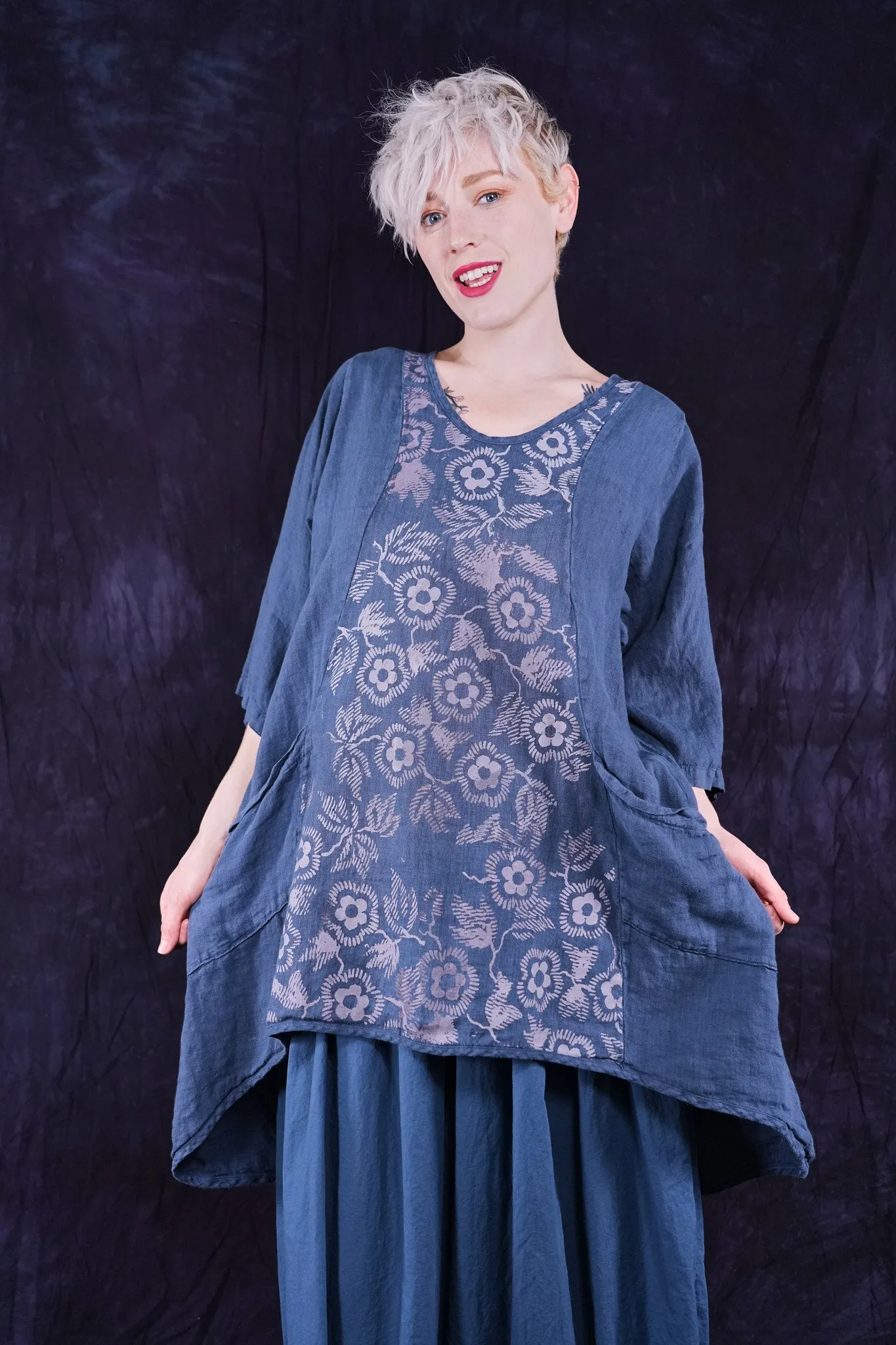2229 Linen Posey Tunic Echo Blue-P