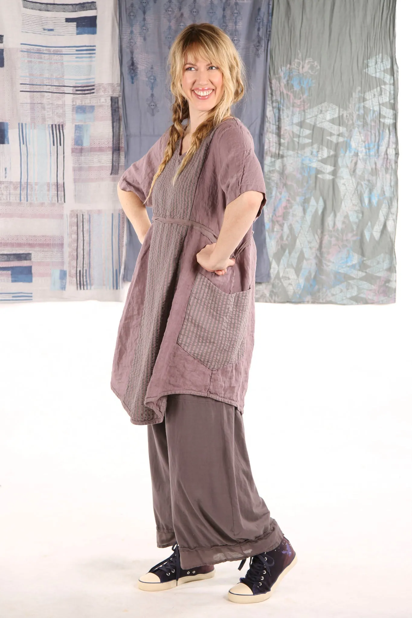 2240 Heart and Soul Tunic Plum Haze with herb stripe-U