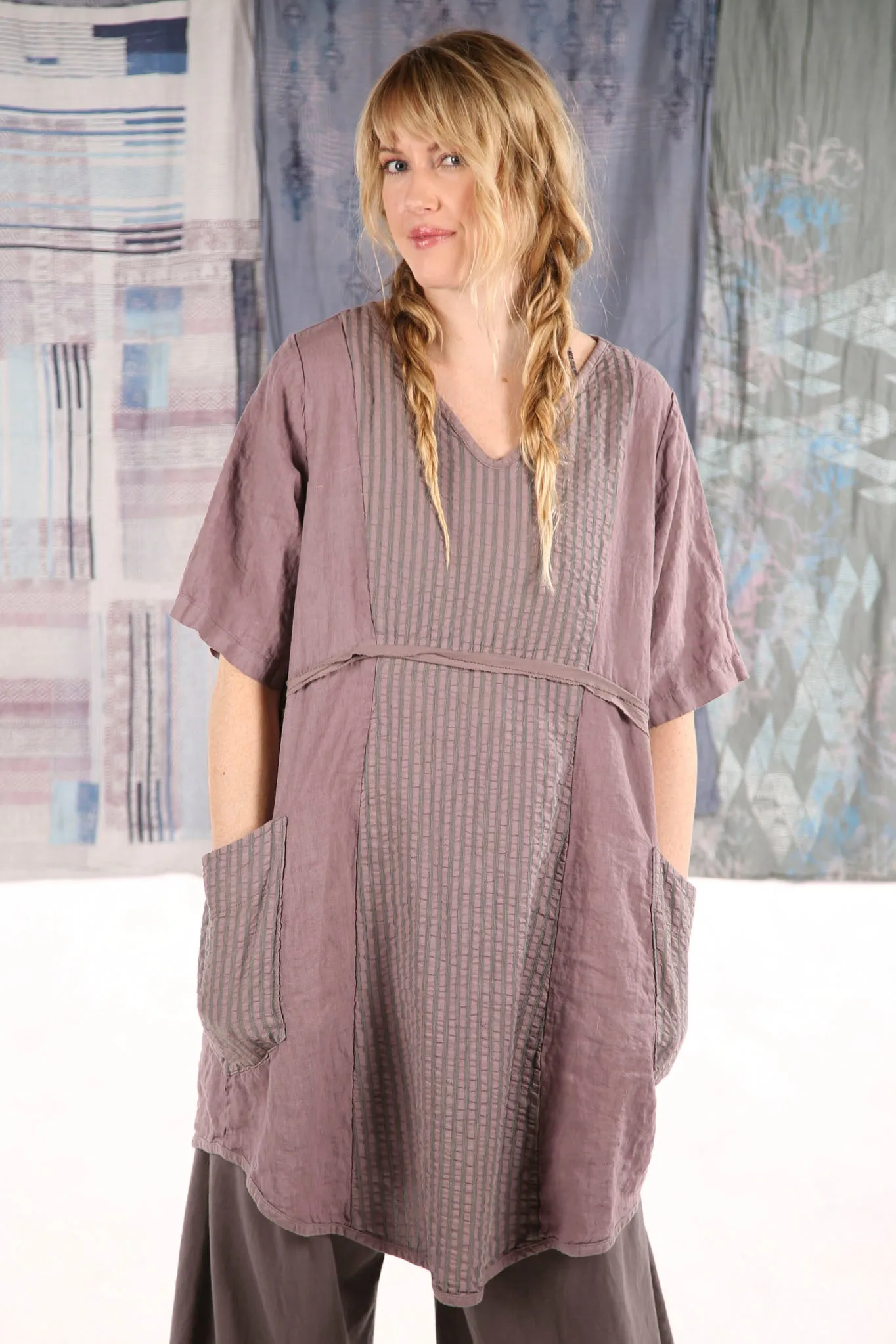 2240 Heart and Soul Tunic Plum Haze with herb stripe-U
