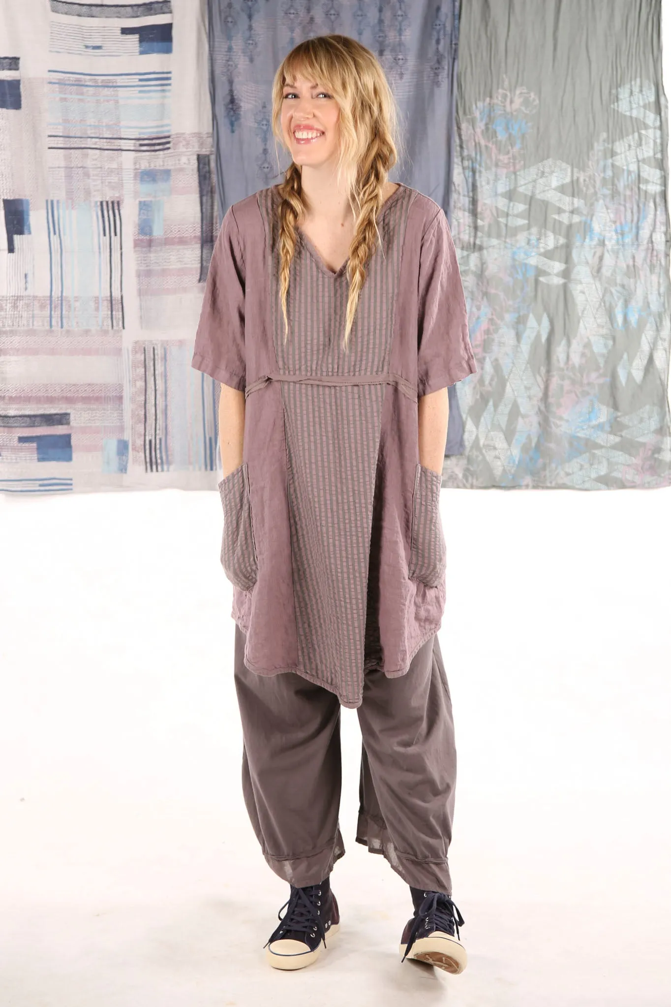2240 Heart and Soul Tunic Plum Haze with herb stripe-U