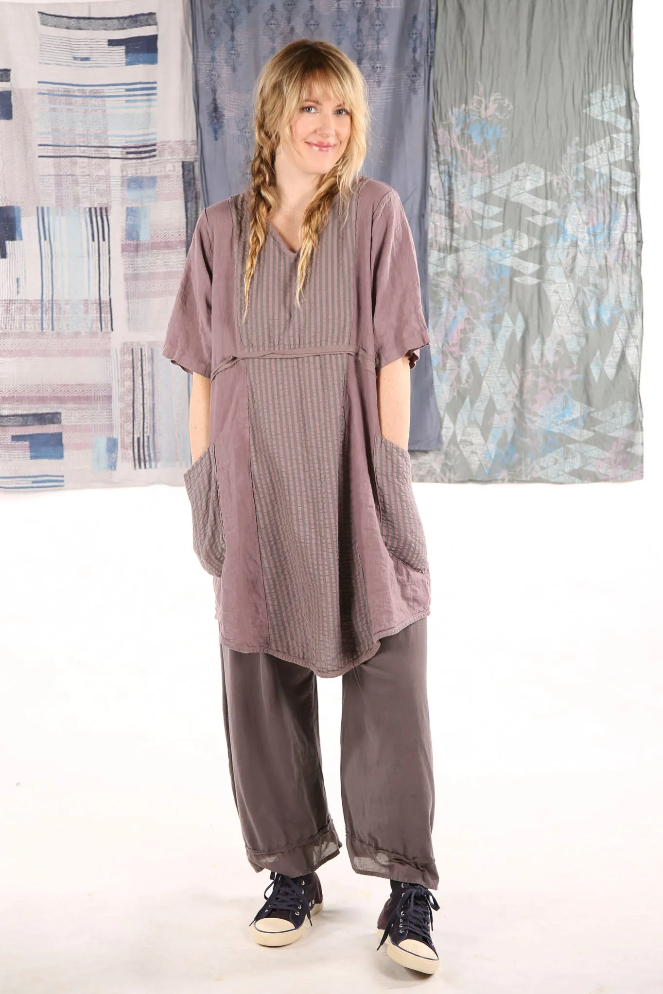 2240 Heart and Soul Tunic Plum Haze with herb stripe-U