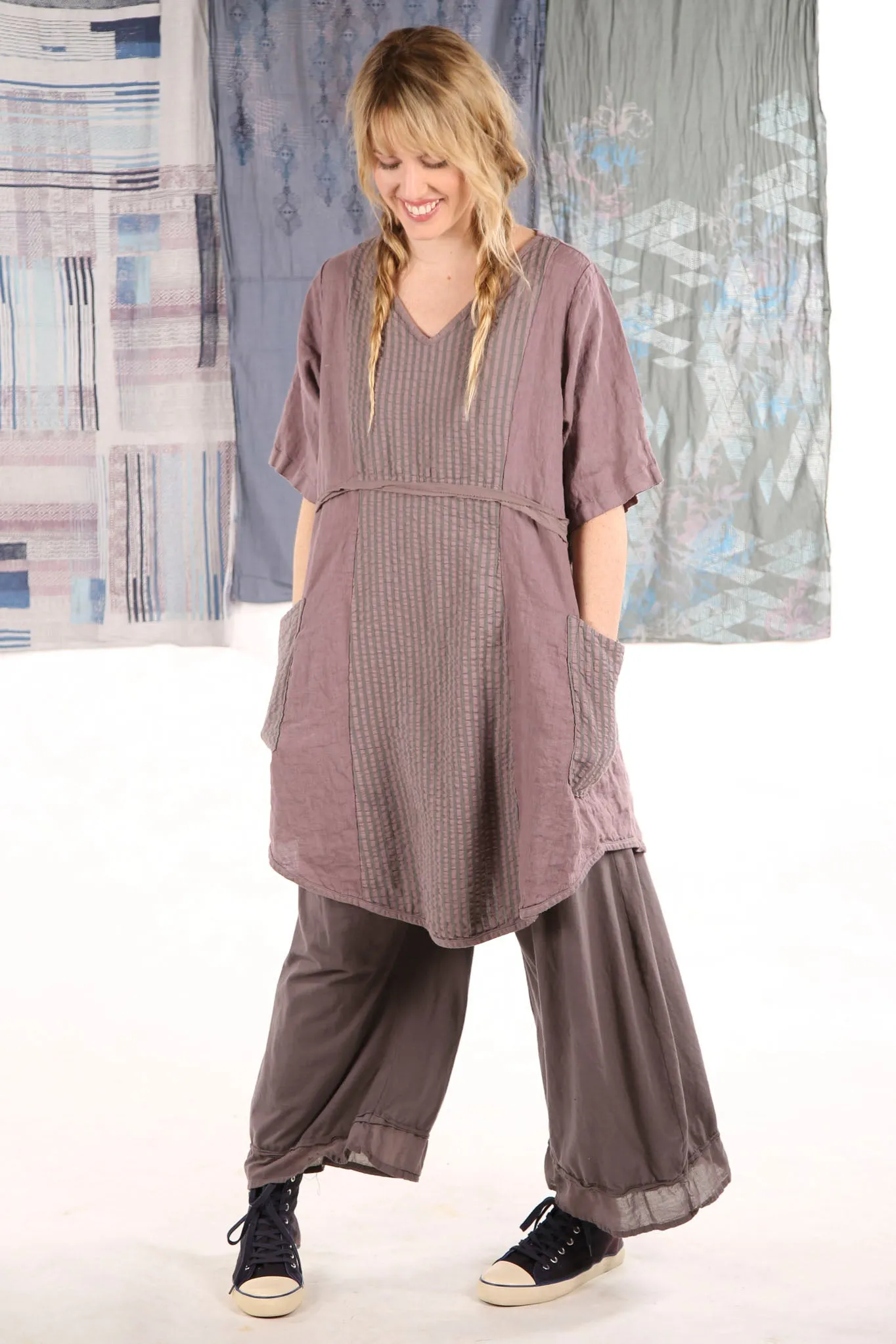 2240 Heart and Soul Tunic Plum Haze with herb stripe-U