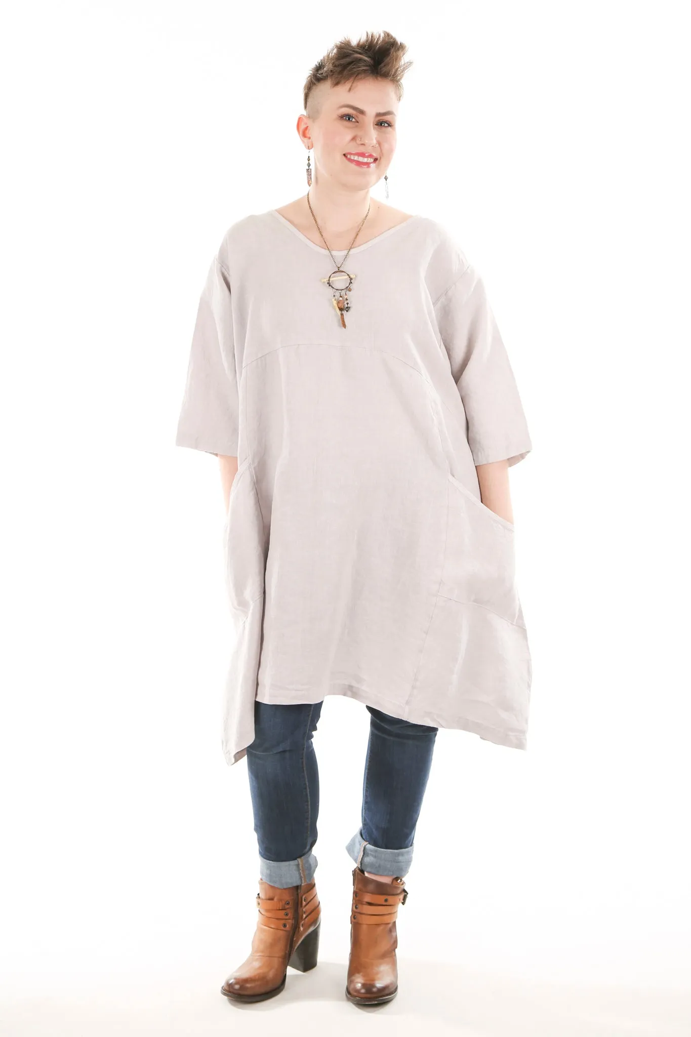 2257-OV Century Tunic- Pearl Unprinted