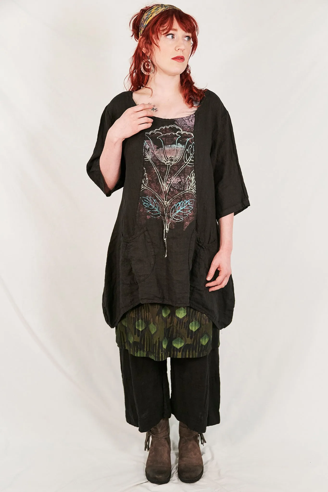 2265  Pinch Pocket Tunic Black-P