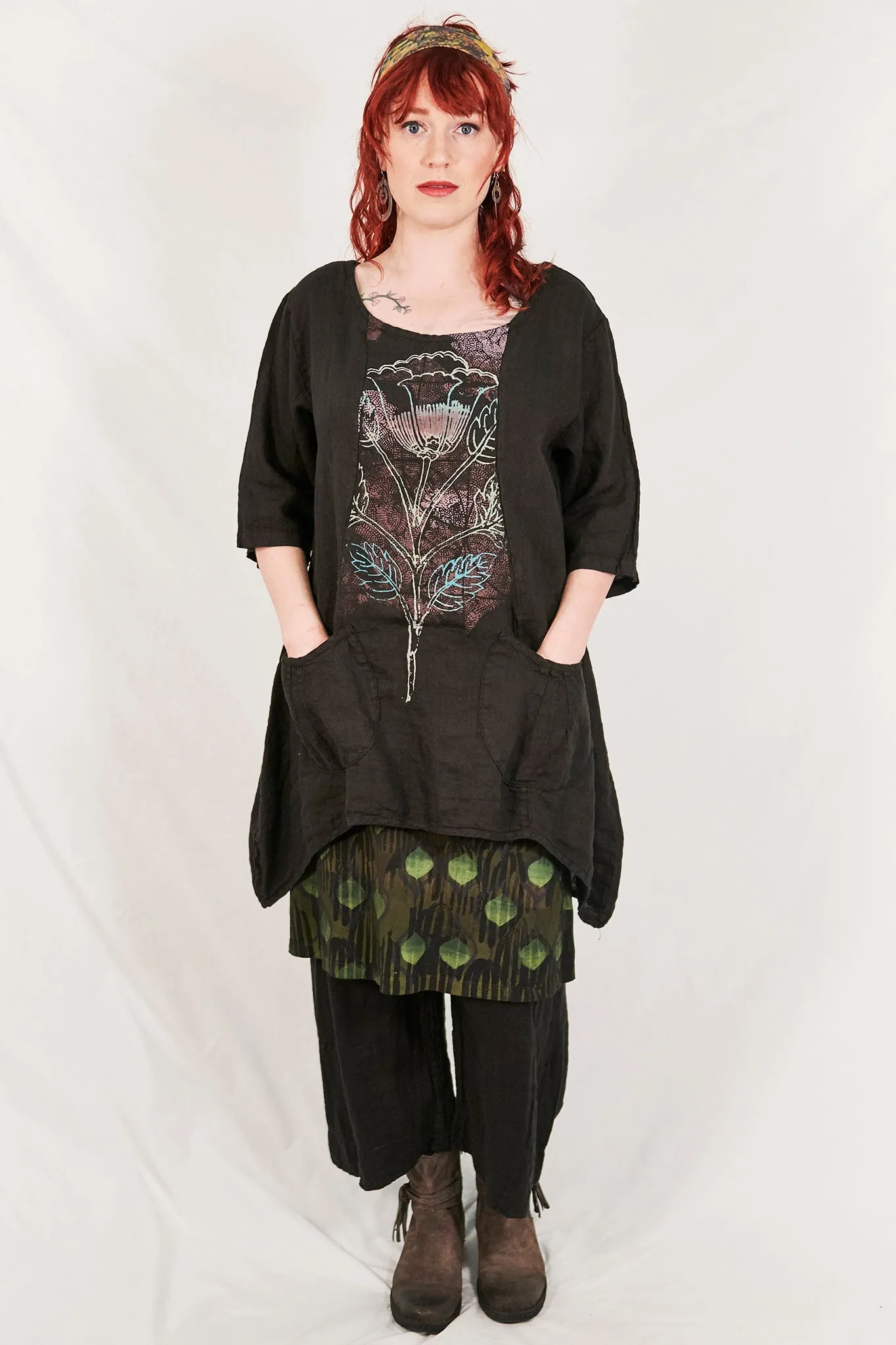 2265  Pinch Pocket Tunic Black-P