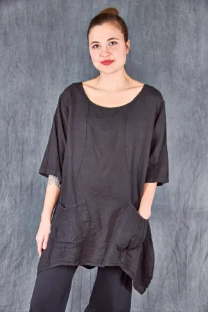 2265  Pinch Pocket Tunic Black- UnPrinted