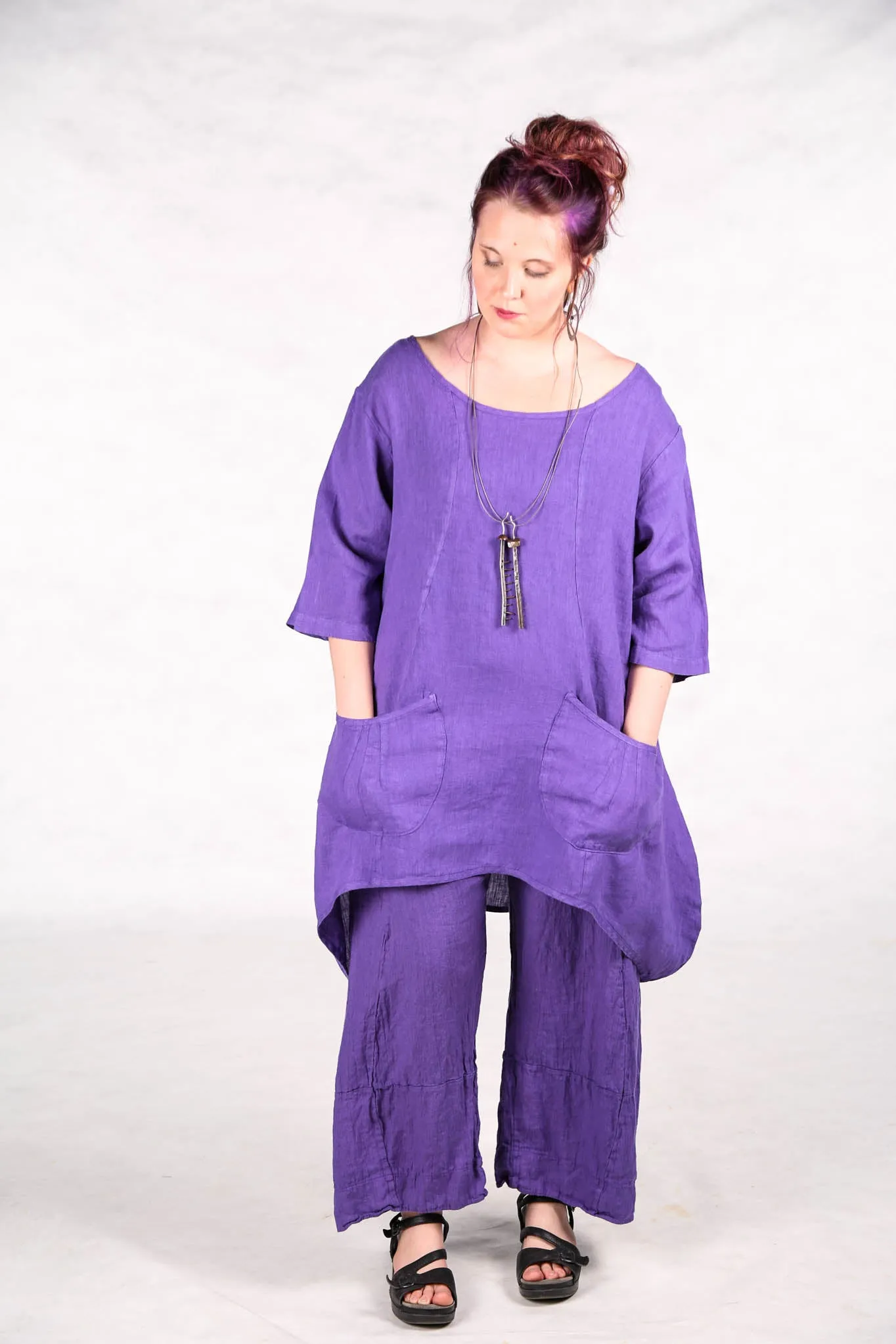 2265  Pinch Pocket Tunic Violet Unprinted