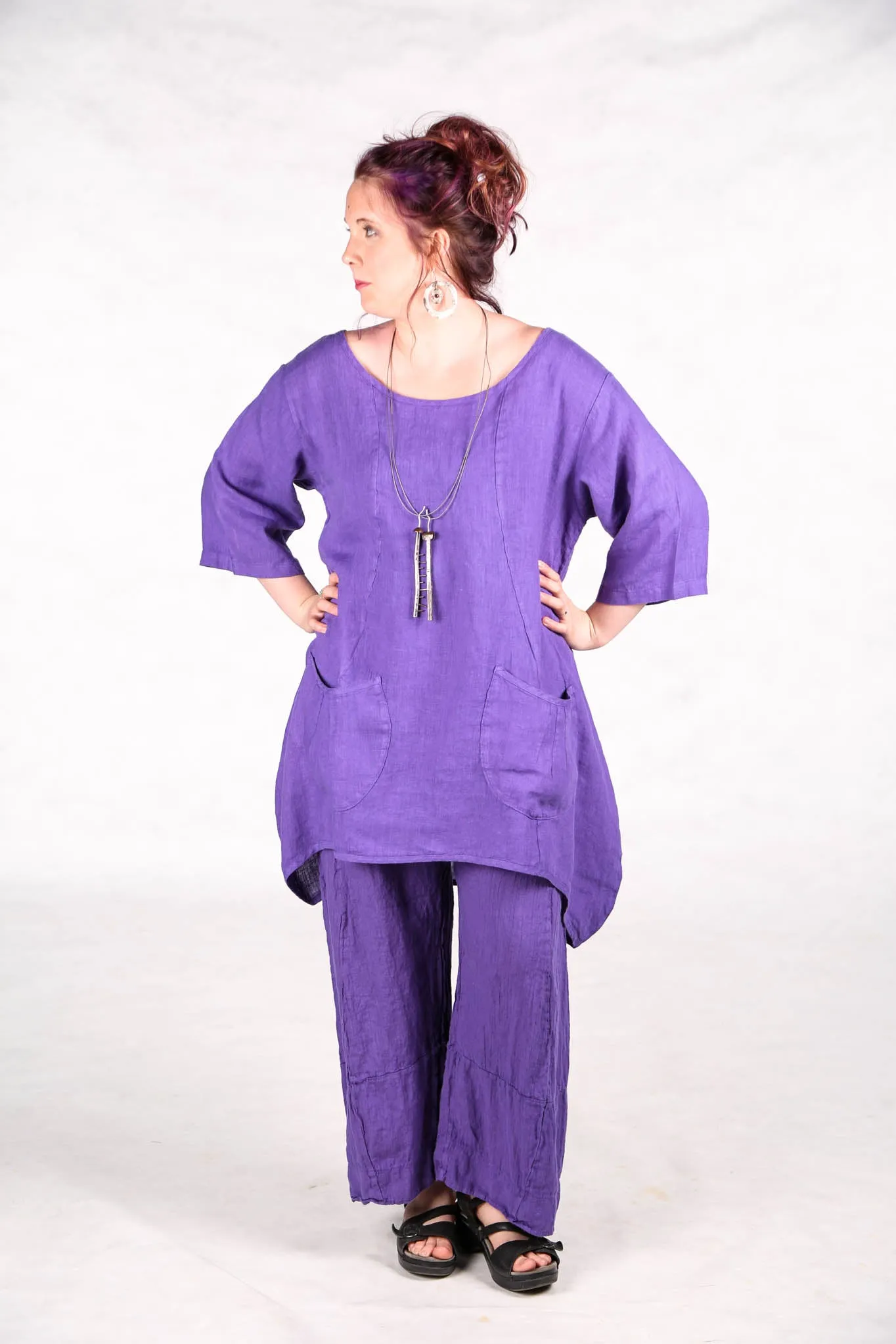 2265  Pinch Pocket Tunic Violet Unprinted