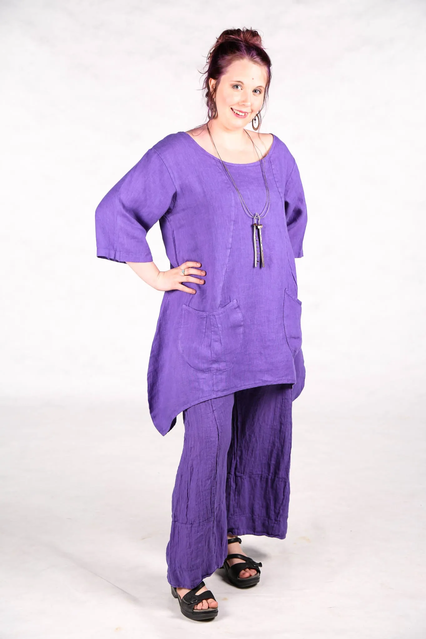 2265  Pinch Pocket Tunic Violet Unprinted