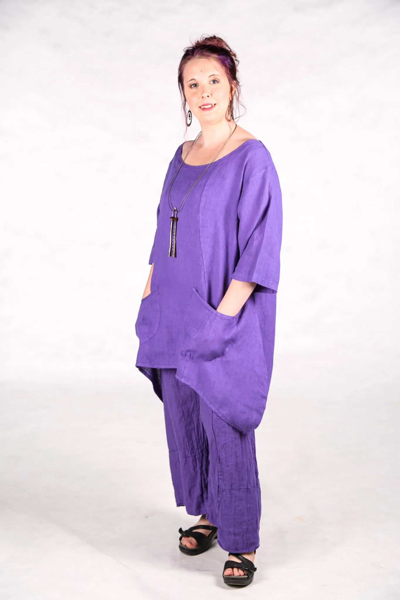 2265  Pinch Pocket Tunic Violet Unprinted