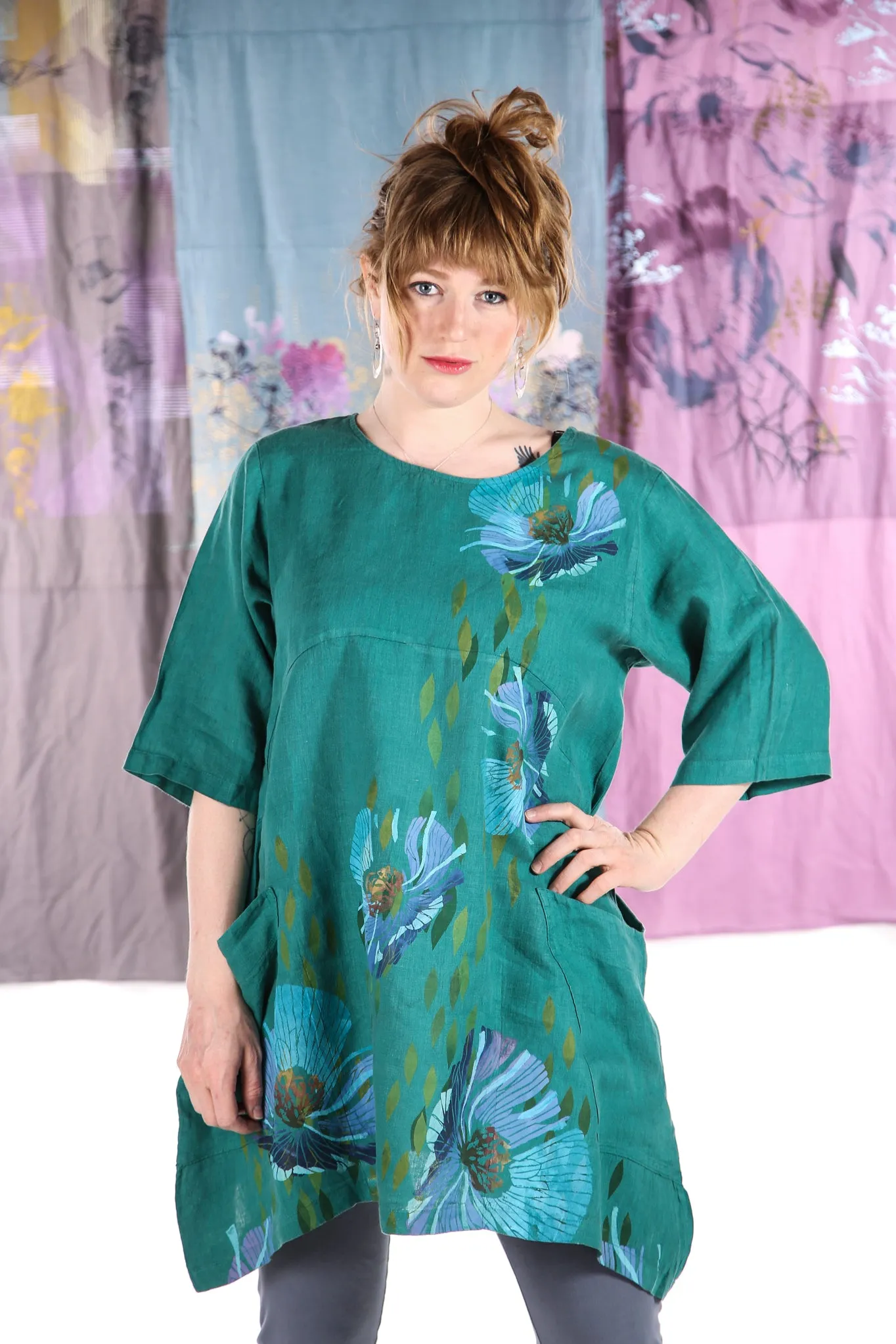 2270-Spring Linen Urchin Tunic Cadmium-P-morning glory